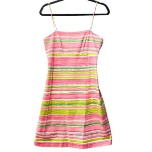 y2k Nine West preppy pink green striped mini Dress size 6
